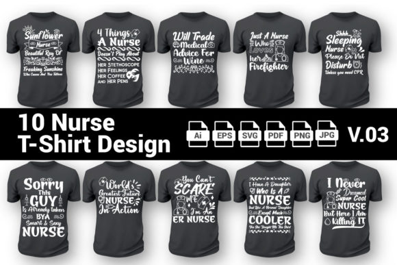 Nurse T-Shirt Bundle Vol 3: Graphics & Print Templates