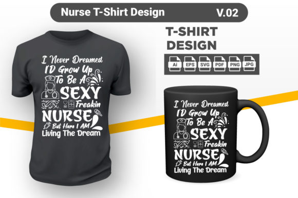 Nurse Typography T-Shirt V02: Graphics & Print Templates